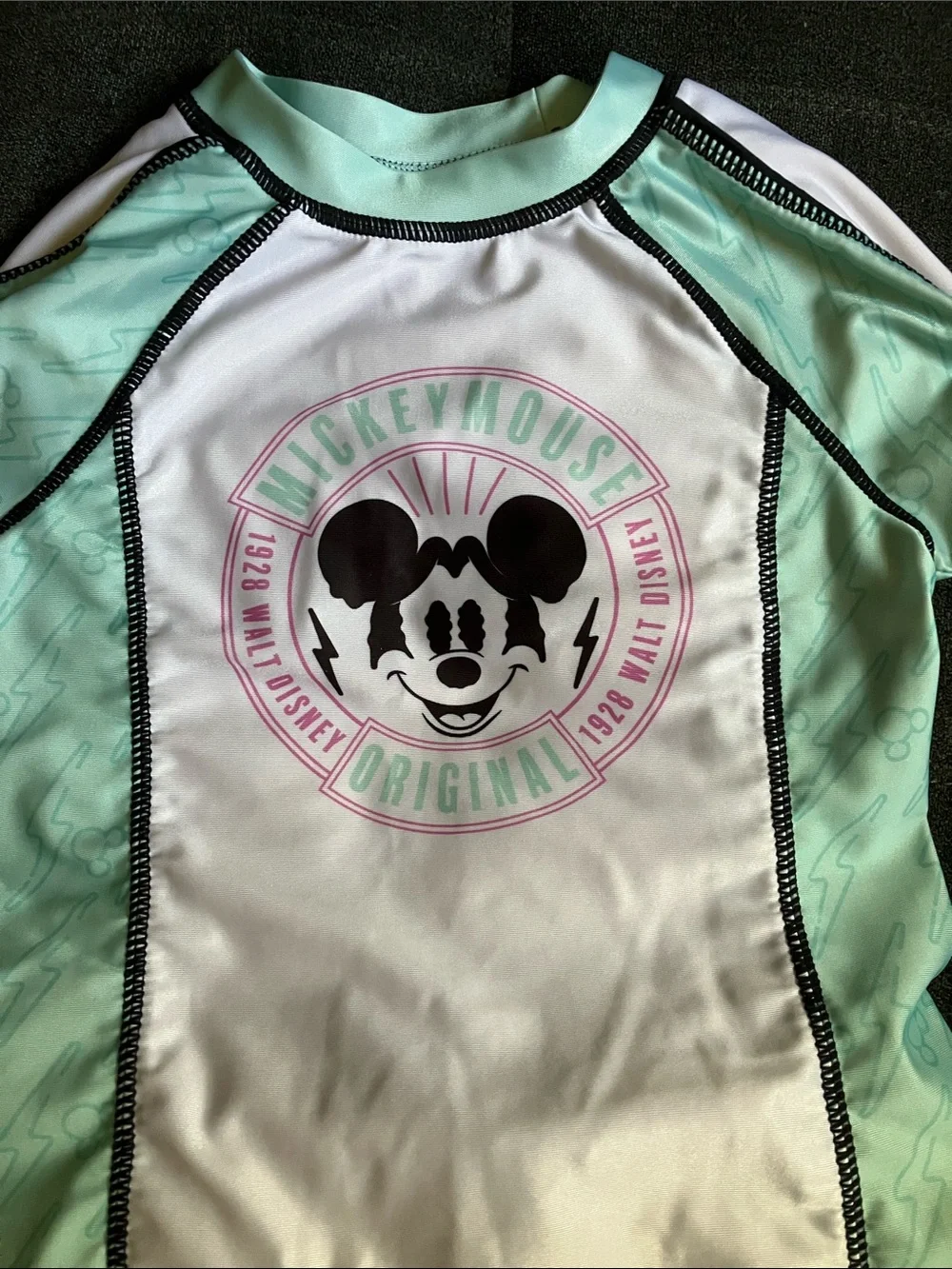 Mickey Mouse Mint & White Rash Guard Set